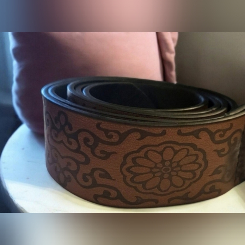 Womens Accessories Rhinestone Oval Floral Real Leather Cowboy Belt - Picture 6 of 9